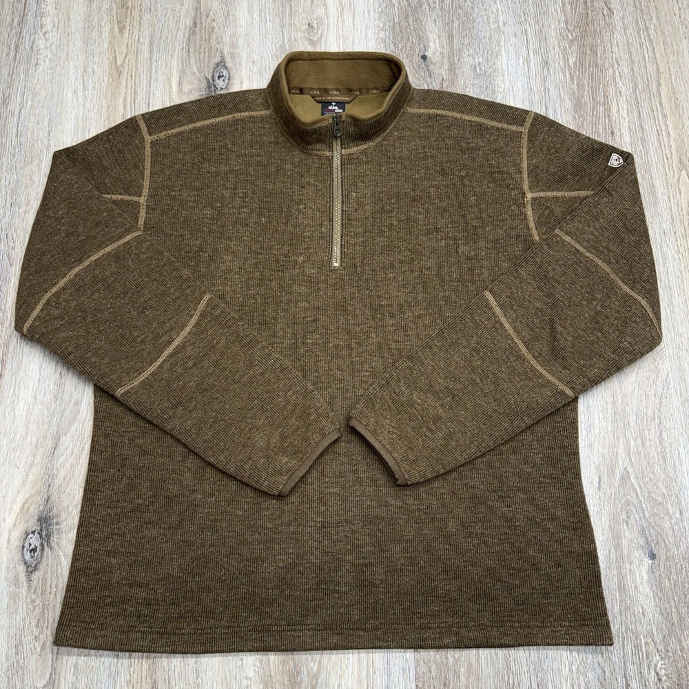 Kuhl Thor Sweater Mens XXL Brown Europa 1/4 Zip Thermal Kore Outdoor Hiking Gorp
